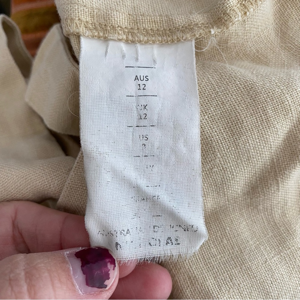 Nicholas Beige Button Front Double Strap Linen Mi… - image 8